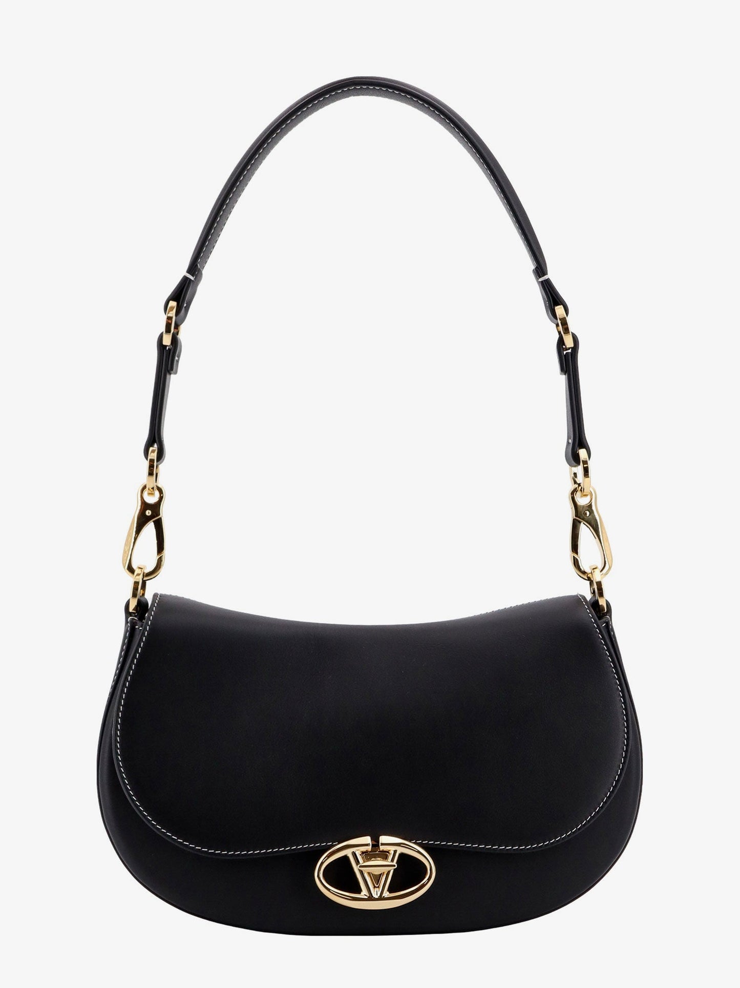 Leather shoulder bag with VLogo signature detail