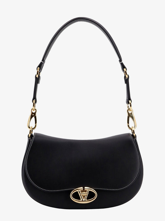 Leather shoulder bag with VLogo signature detail
