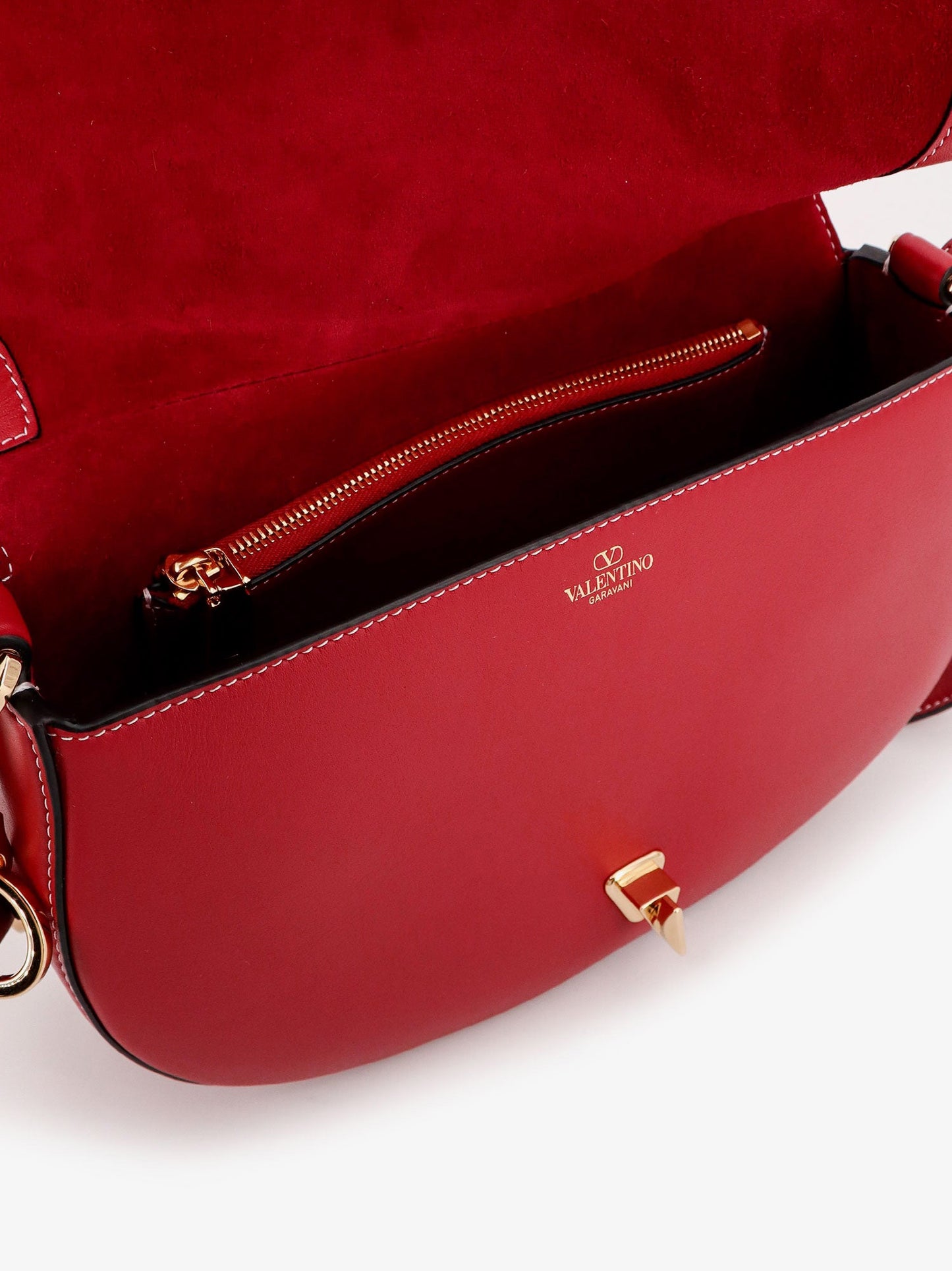 Leather shoulder bag with VLogo signature detail