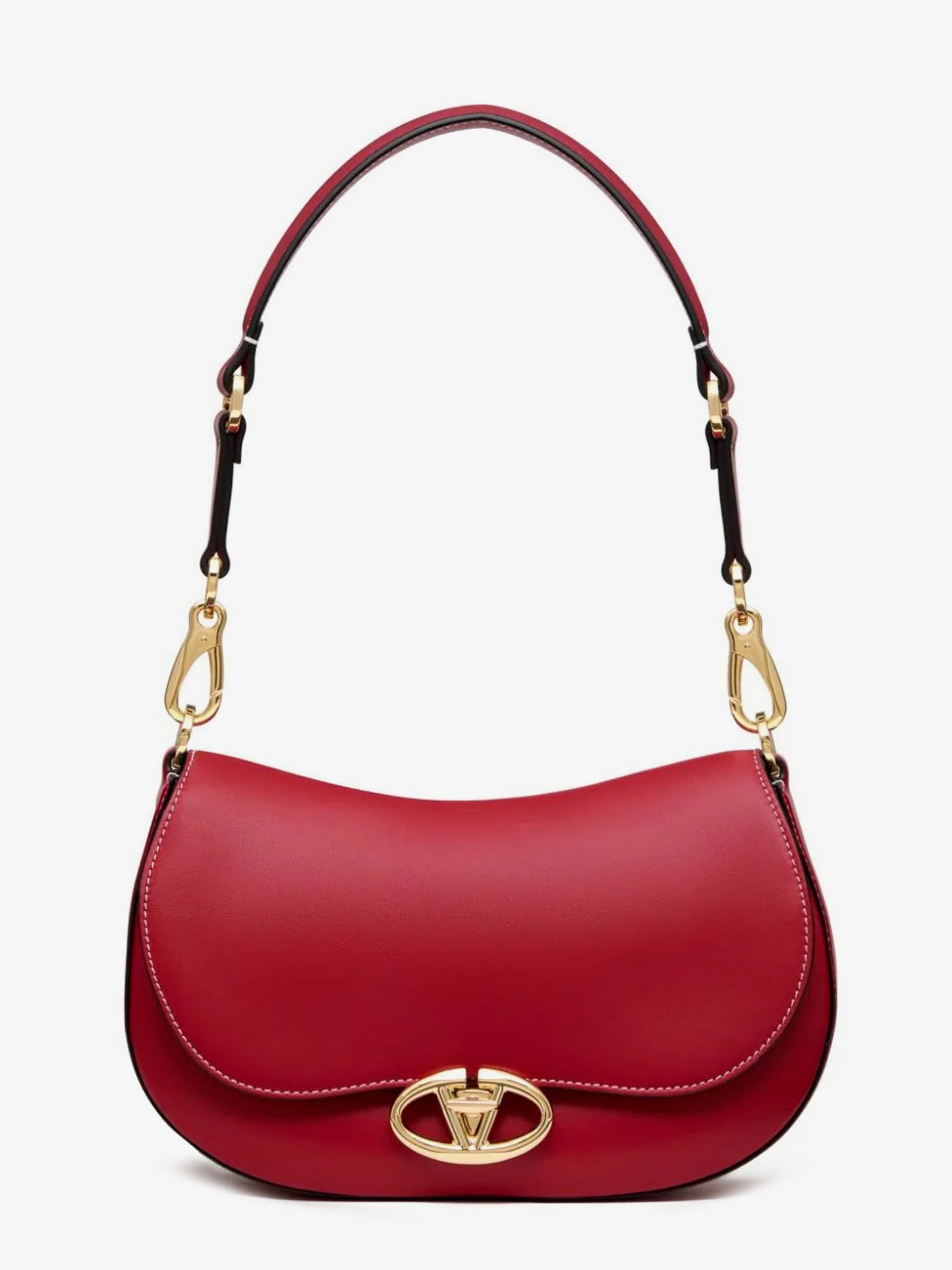 Leather shoulder bag with VLogo signature detail