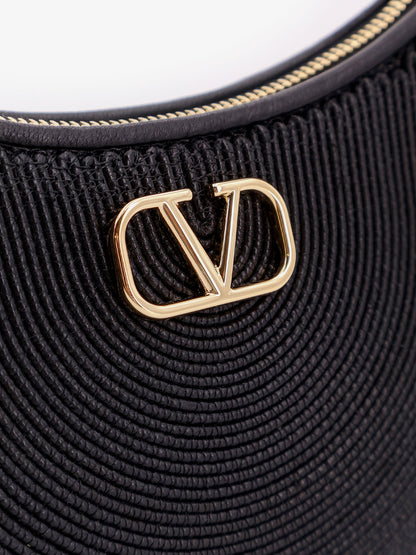 Mini hobo VLogo signature Valentino Garavani in pelle e rafia con tracolla in pelle e metallo thumbnail
