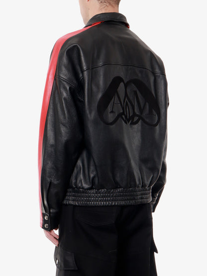 Leather jacket with contrasting bands thumbnail
