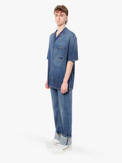 Cotton jeans with leather logo patch thumbnail