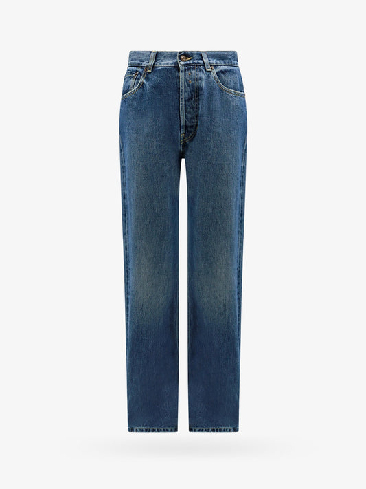 Cotton jeans with leather logo patch