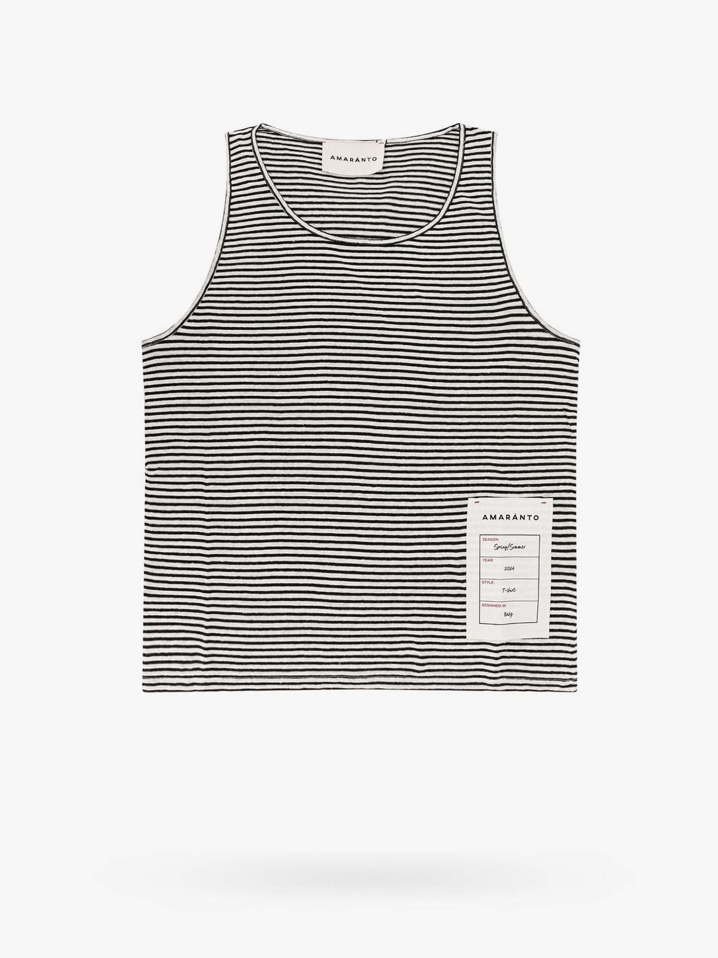 Linen and cotton tank top with striped motif