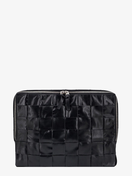 Leather clutch with intrecciato motif