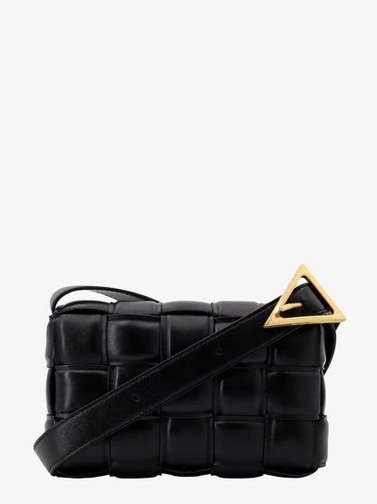 Padded leather shoulder bag with intrecciato motif thumbnail