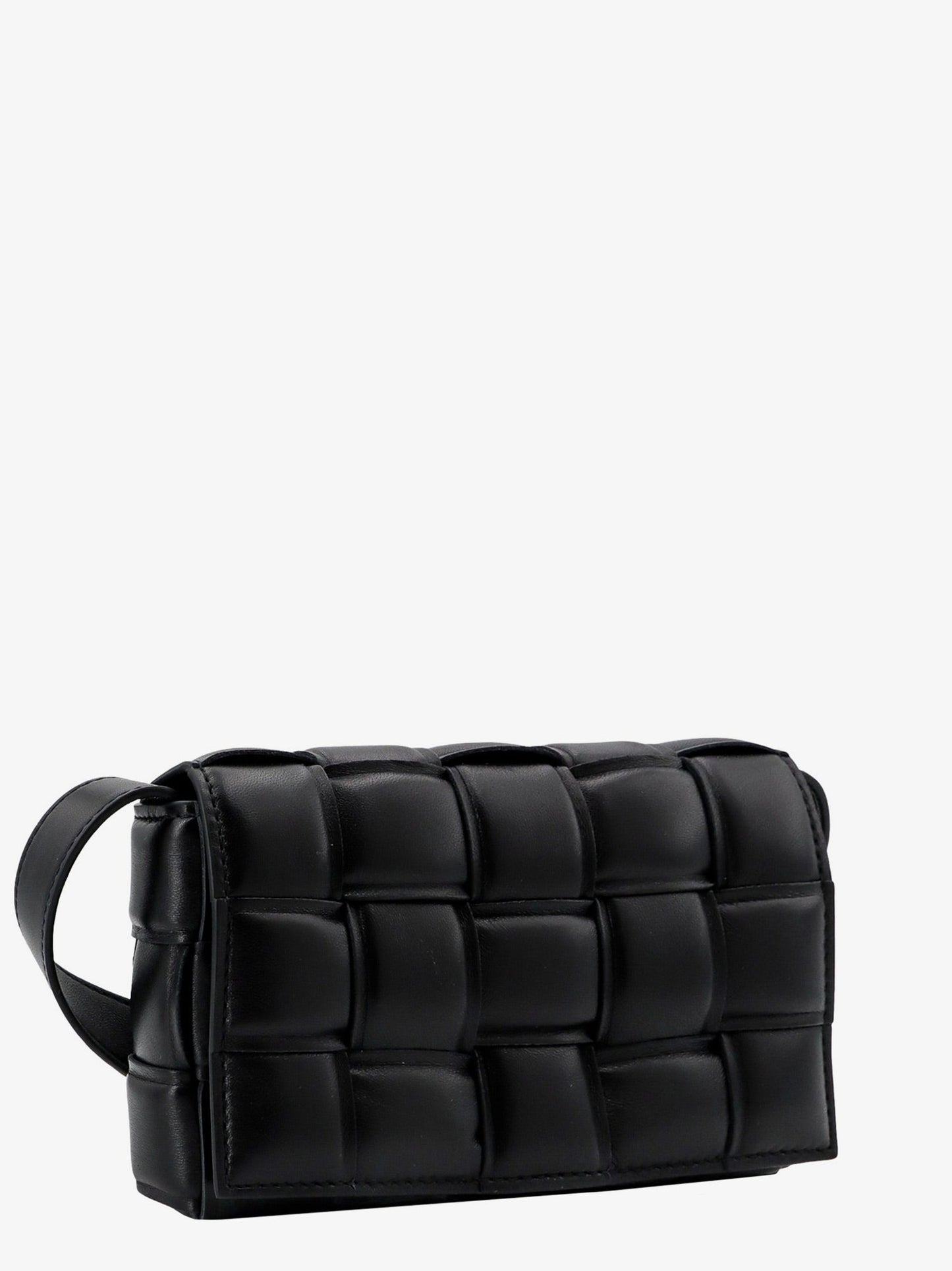 Padded leather shoulder bag with intrecciato motif