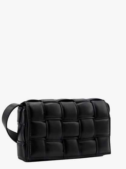 Padded leather shoulder bag with intrecciato motif thumbnail