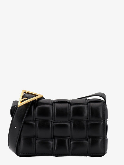 Padded leather shoulder bag with intrecciato motif thumbnail