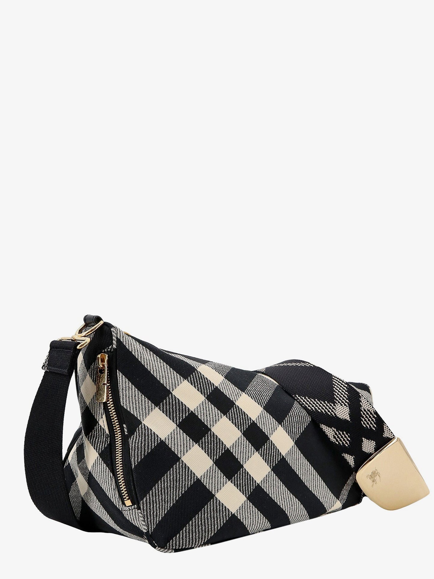 Fabric shoulder bag with burberry check motif