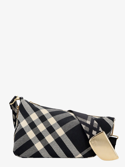 Fabric shoulder bag with burberry check motif