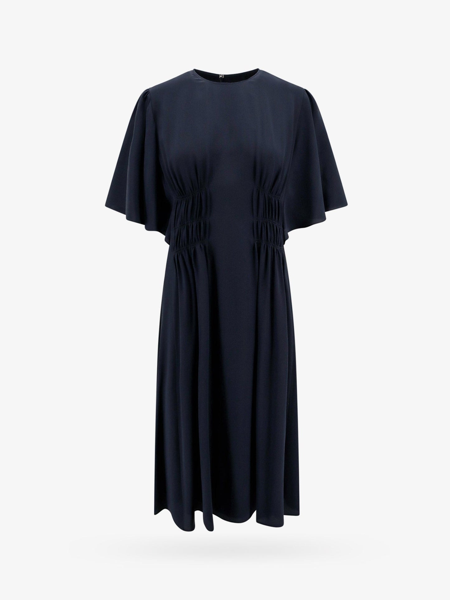 Silk dress with frontal drapery