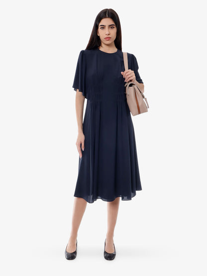 Silk dress with frontal drapery thumbnail