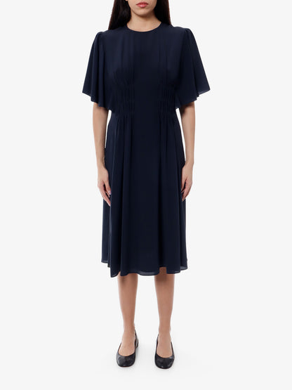 Silk dress with frontal drapery thumbnail