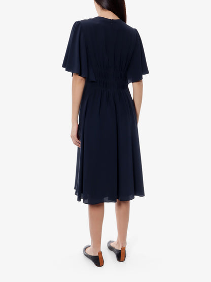 Silk dress with frontal drapery thumbnail