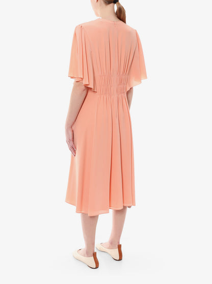 Silk dress with frontal drapery thumbnail