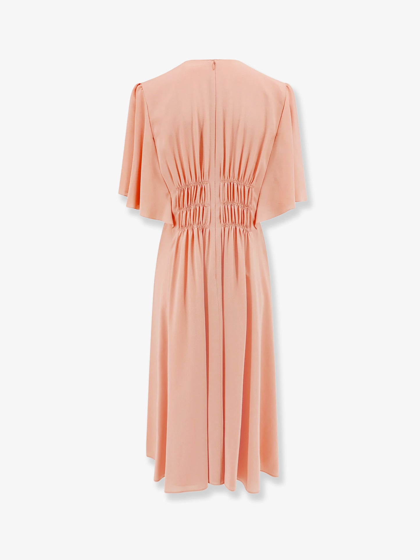 Silk dress with frontal drapery