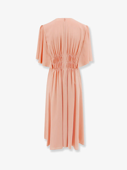Silk dress with frontal drapery thumbnail