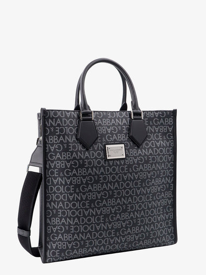 Coated canvas and leather handbag with all-over logo thumbnail