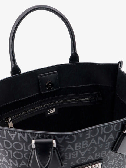 Coated canvas and leather handbag with all-over logo thumbnail