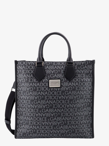 Coated canvas and leather handbag with all-over logo thumbnail