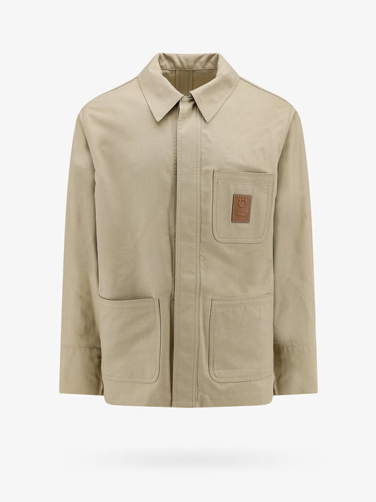 Cotton and viscose jacket with gancini leather patch
