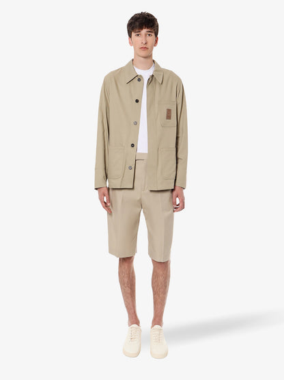 Cotton and viscose jacket with gancini leather patch thumbnail
