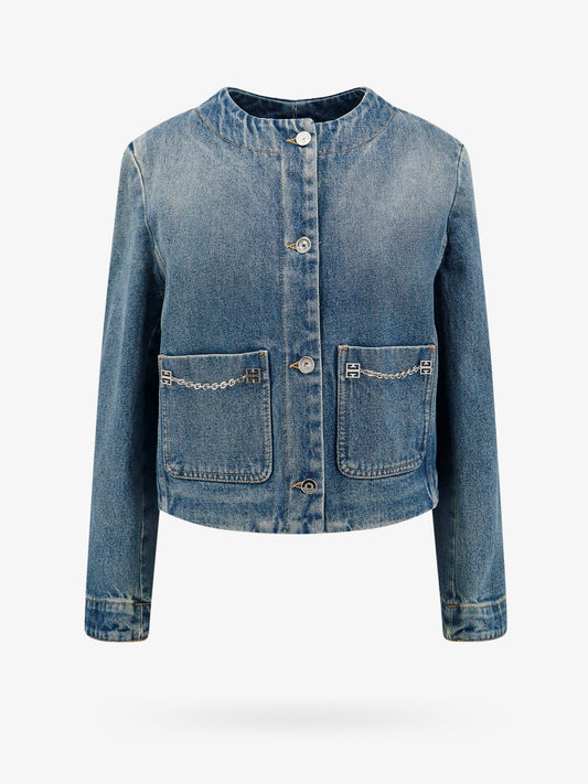 Denim jacket with metal 4g chain