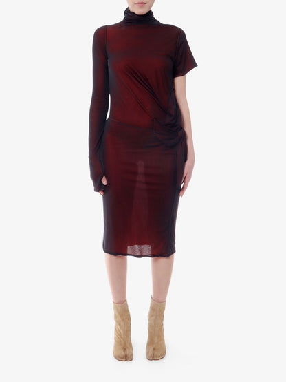 Viscose dress with asymmetric sleeves thumbnail