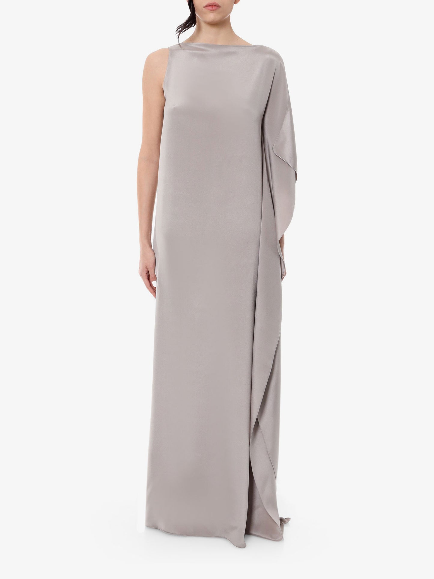 Silk dress with lateral rouches