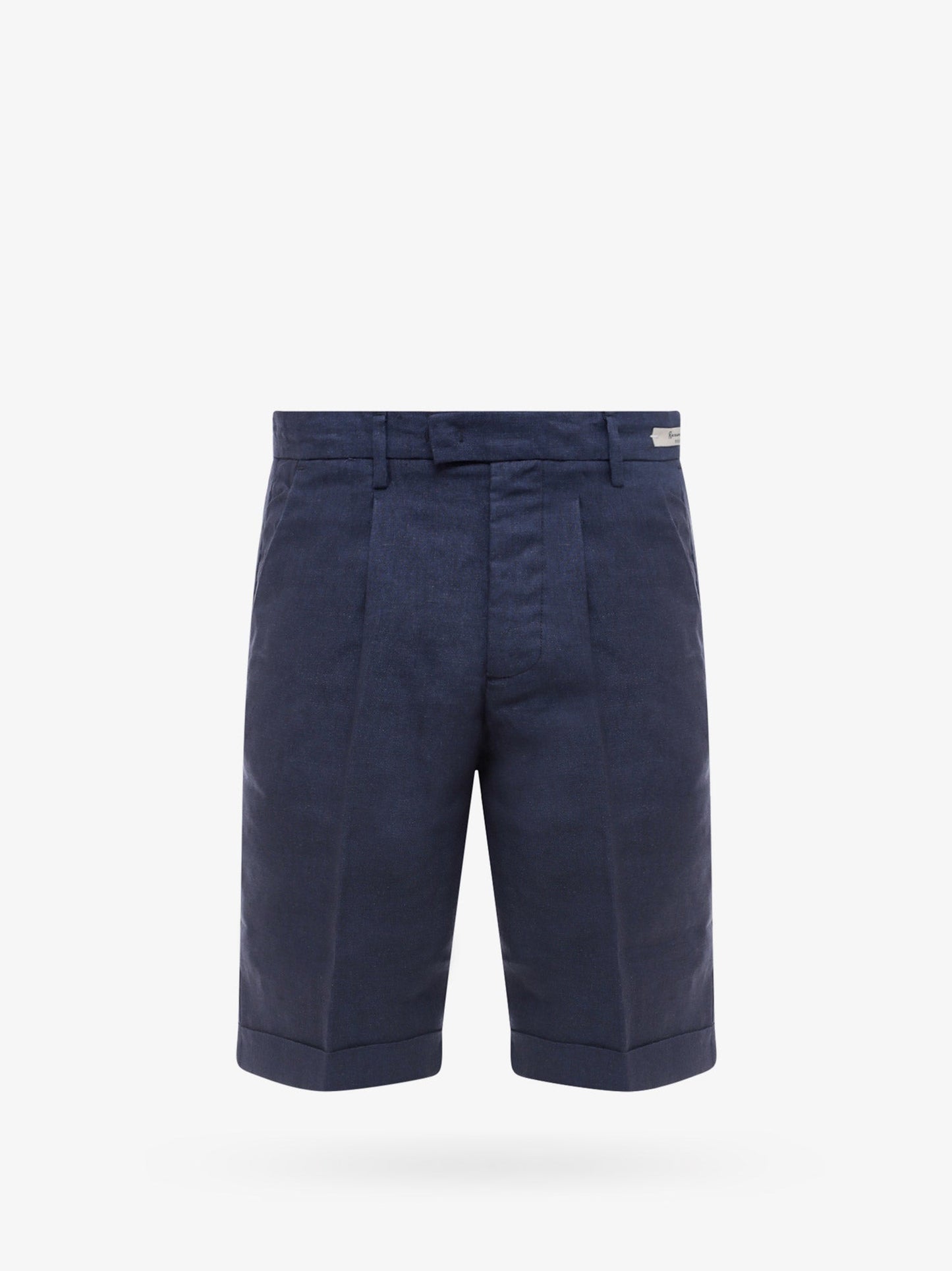 Linen bermuda shorts with logoed label
