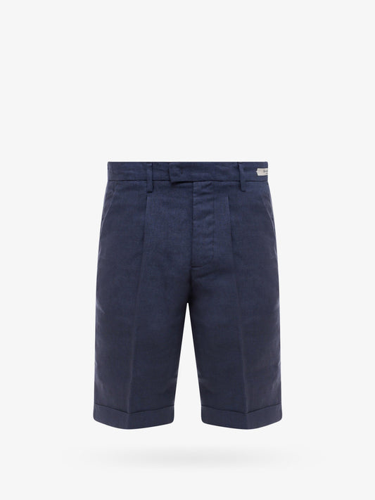 Linen bermuda shorts with logoed label