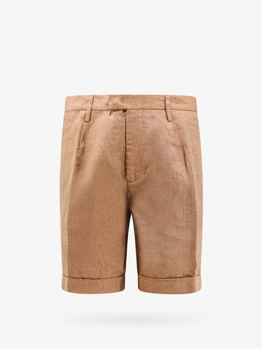 Linen bermuda shorts with logoed label