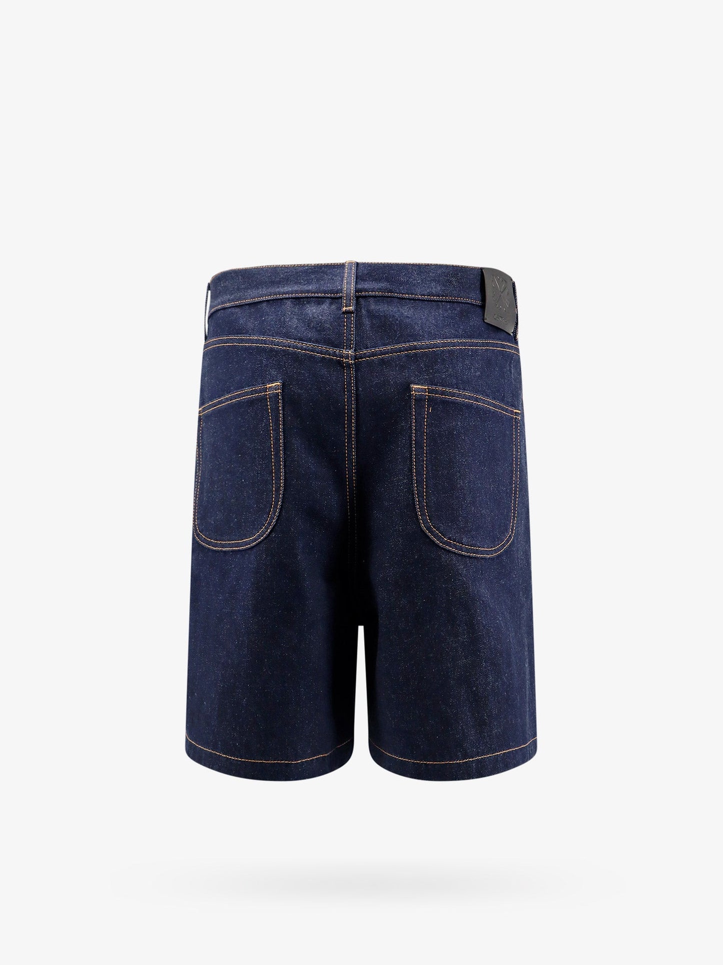 Denim bermuda shorts with '90s logo