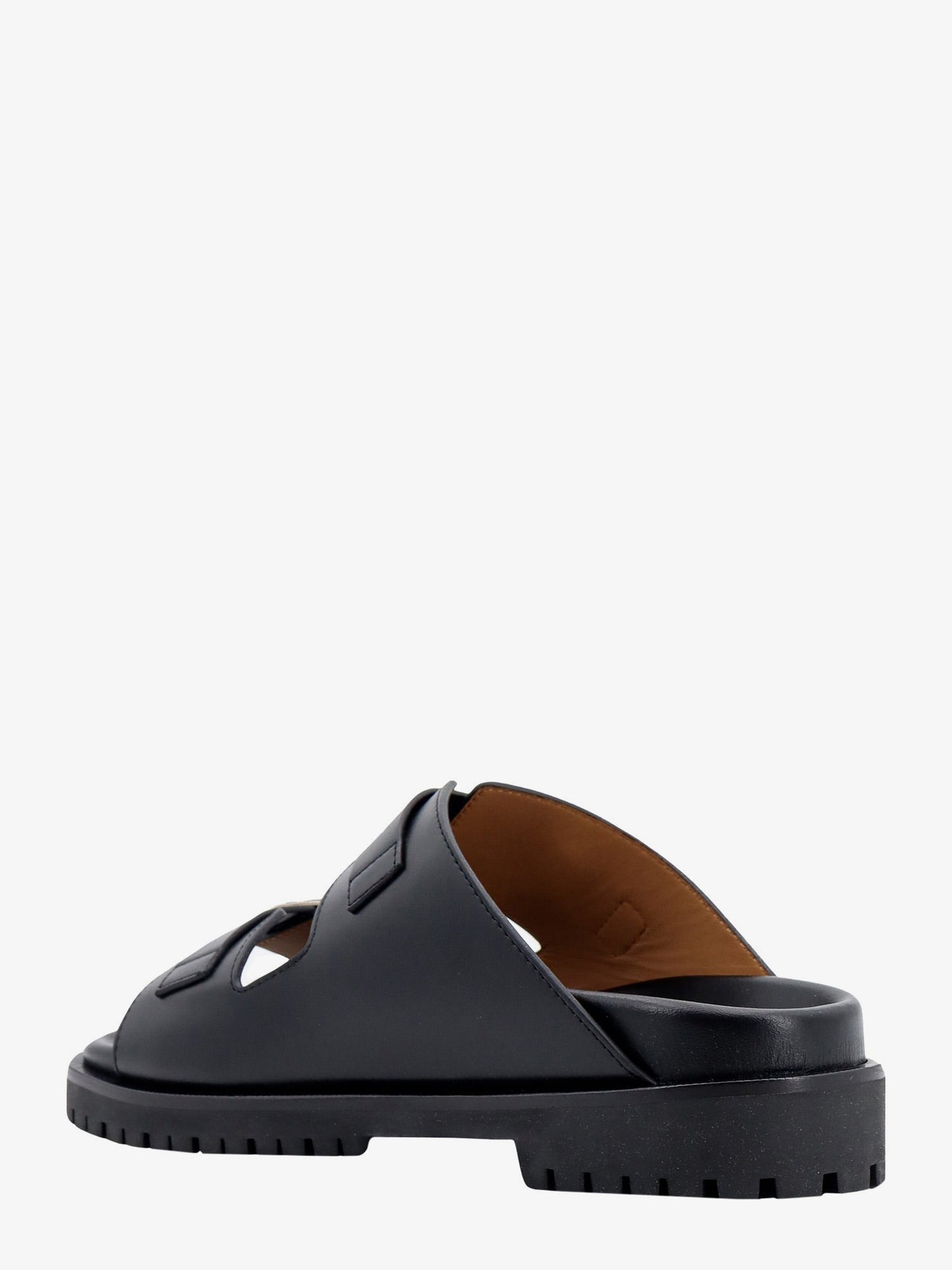 Leather sandals with metal buckles with arrow logo