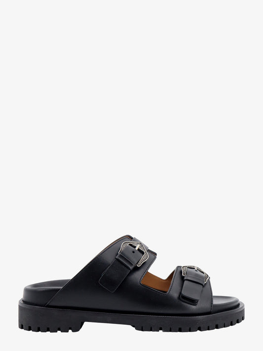 Leather sandals with metal buckles with arrow logo