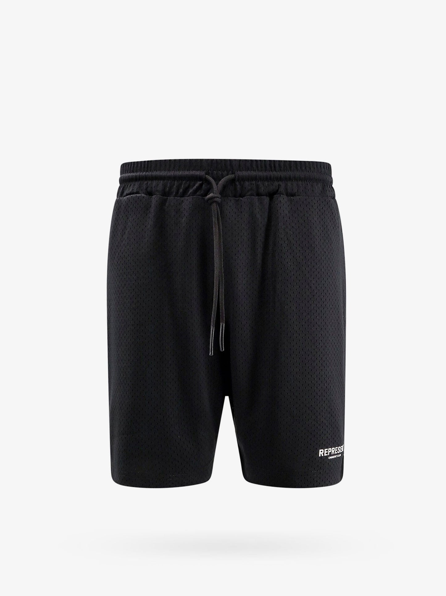 Nylon bermuda shorts with frontal logo print
