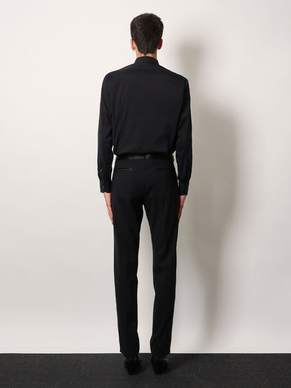 Pantalone in lana vergine con profili in satin thumbnail