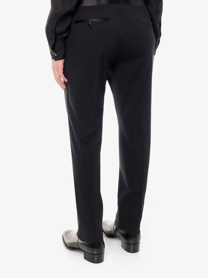 Pantalone in lana vergine con profili in satin thumbnail