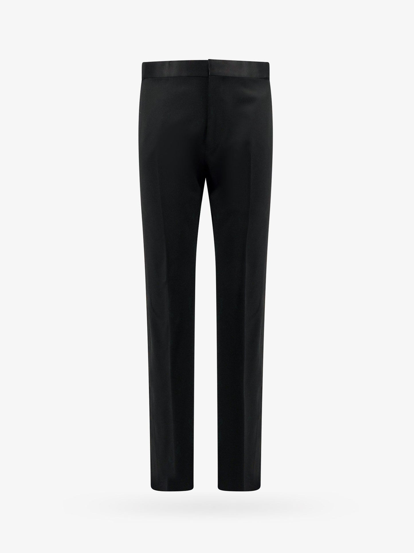 Pantalone in lana vergine con profili in satin