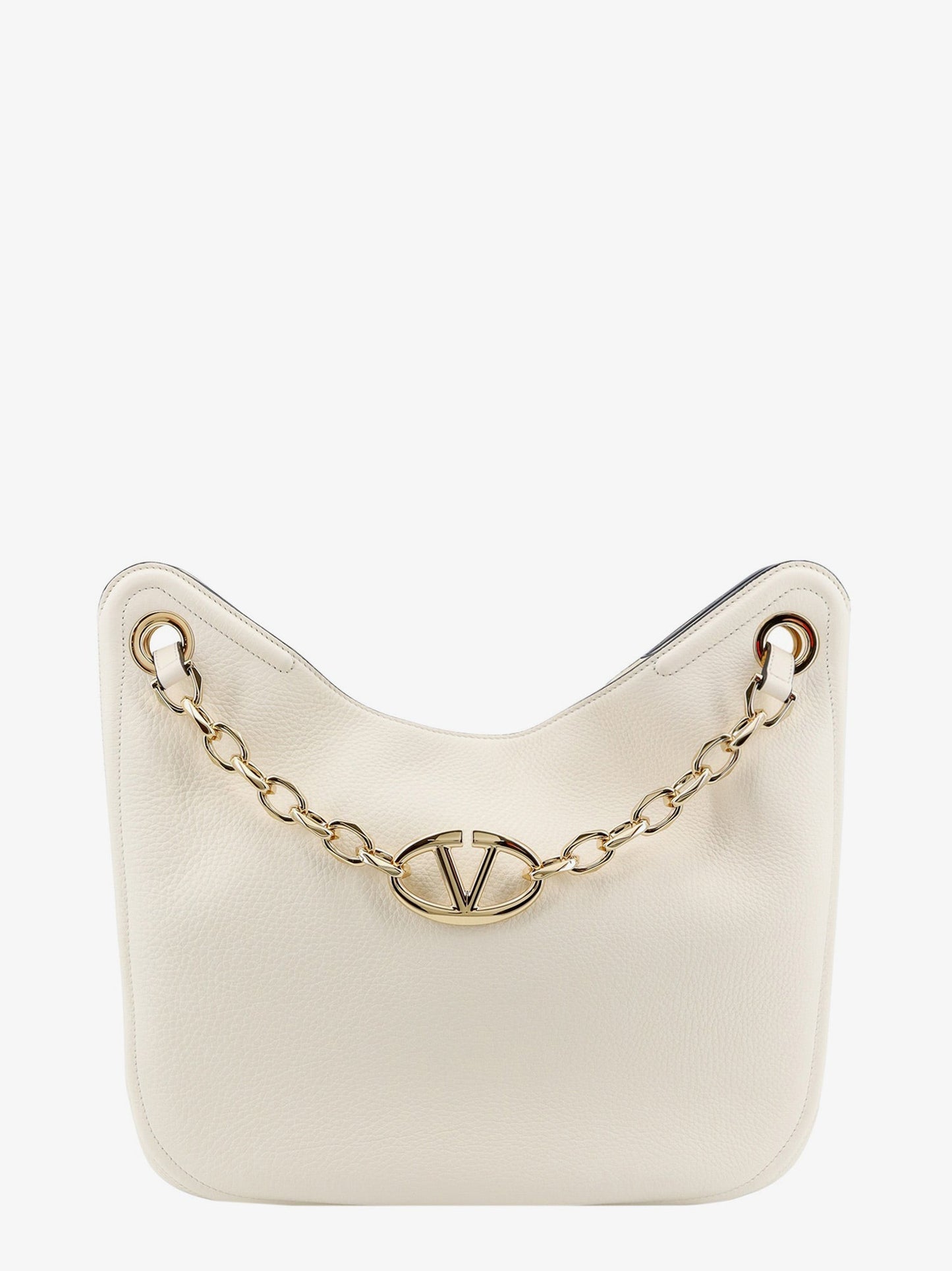 Leather shoulder bag with VLogo signature detail
