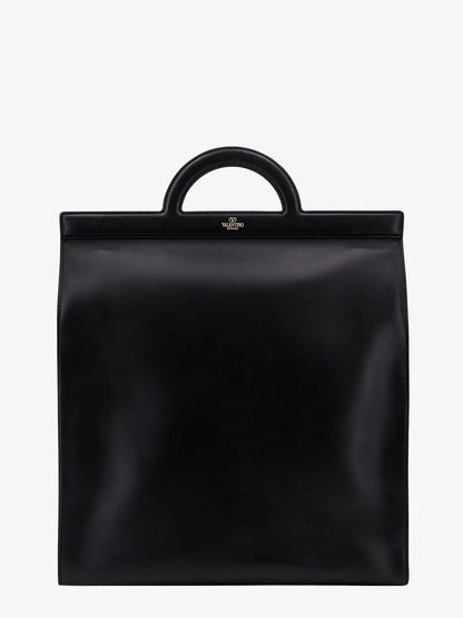 Leather handbag with frontal logo print thumbnail