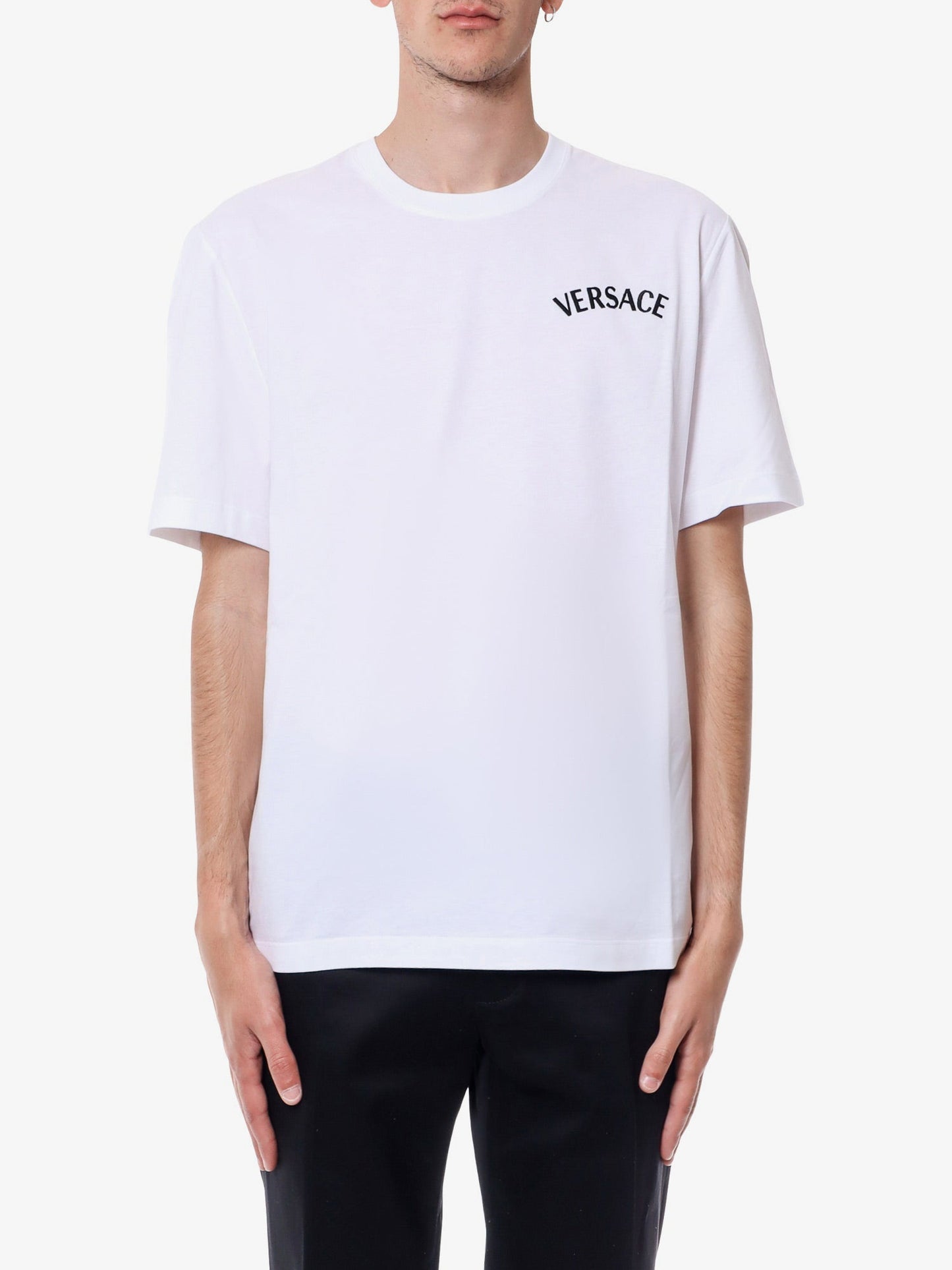 Cotton jersey t-shirt with logo embroidery