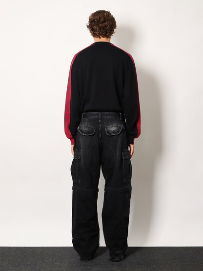 Cargo black denim trousers thumbnail