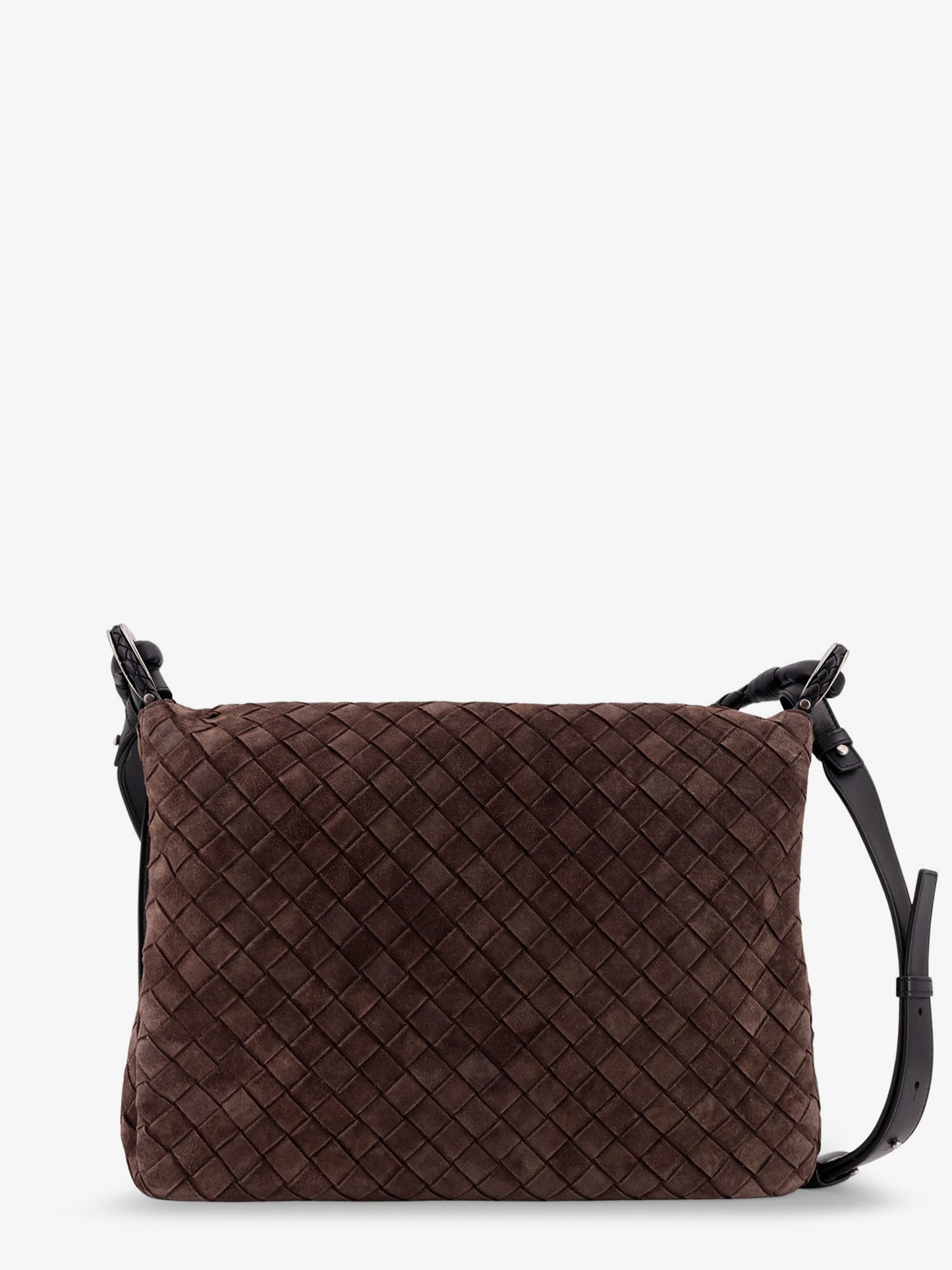 Boorsa a tracolla in suede con effetto Intrecciato