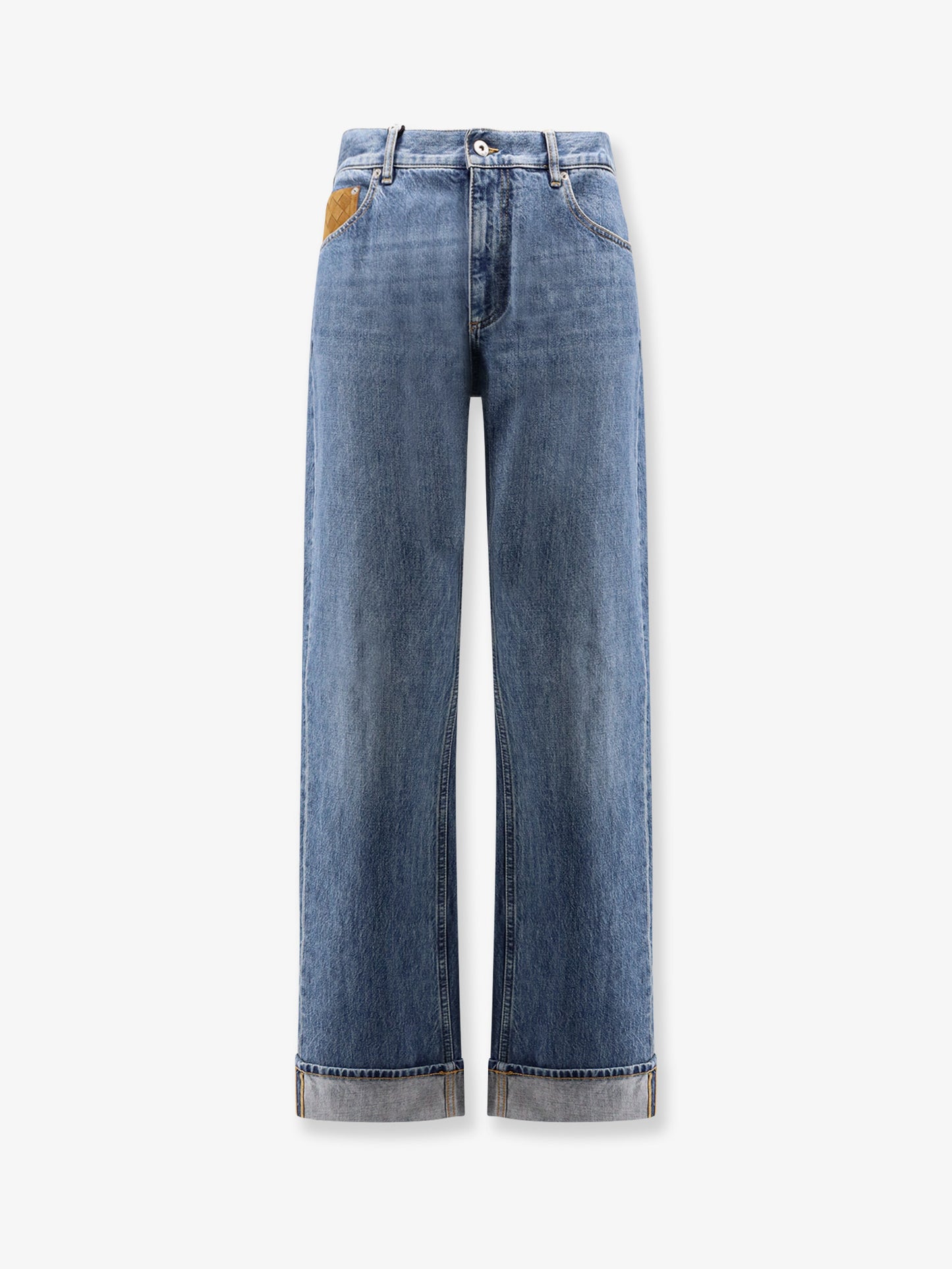 Jeans a gamba ampia con risvolto