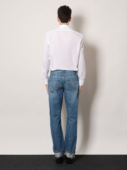 Jeans a gamba ampia con risvolto thumbnail