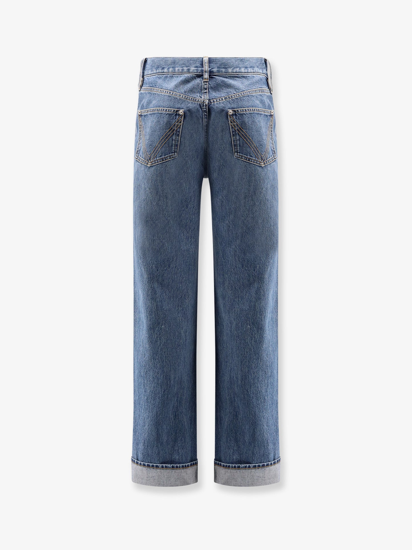 Jeans a gamba ampia con risvolto