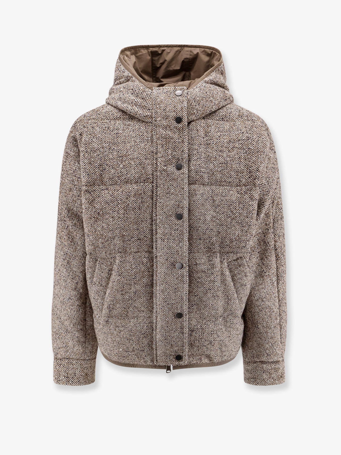 Reversible wool and silk down jacket